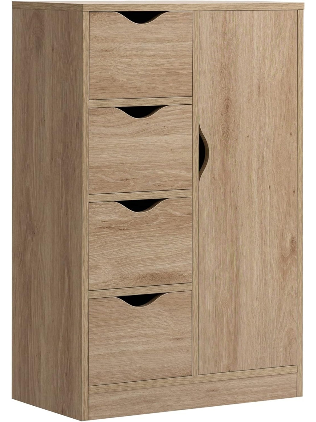 Comoda Auxiliar con Puerta Cajones y Estante Interior para Almacenamiento Versatil en Diferentes Estancias Roble