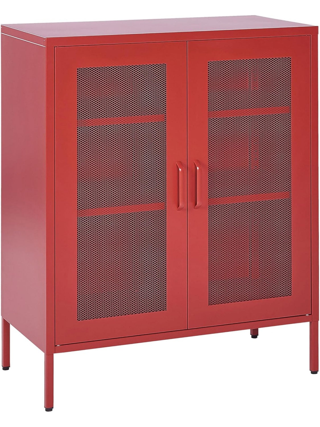 Aparador Metalico con 2 Puertas y Estantes de Almacenamiento para Casa u Oficina