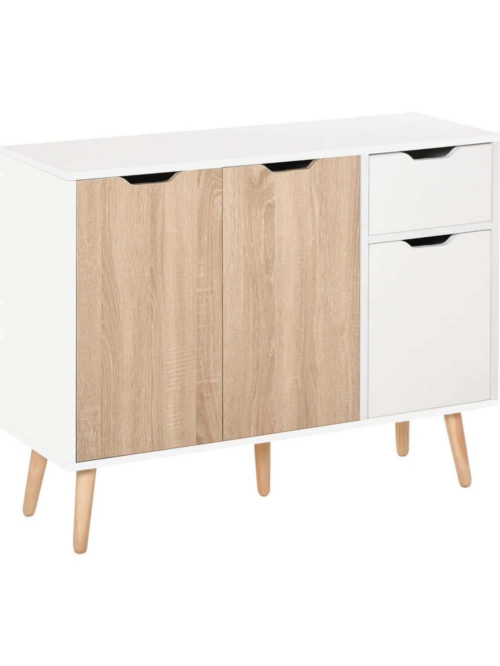 Mueble Auxiliar Decorativo con Tres Puertas y Cajon para Guardar Accesorios Blanco Natural