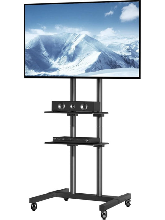 Soporte de television con ruedas y altura ajustable para pantallas grandes en oficina u hogar