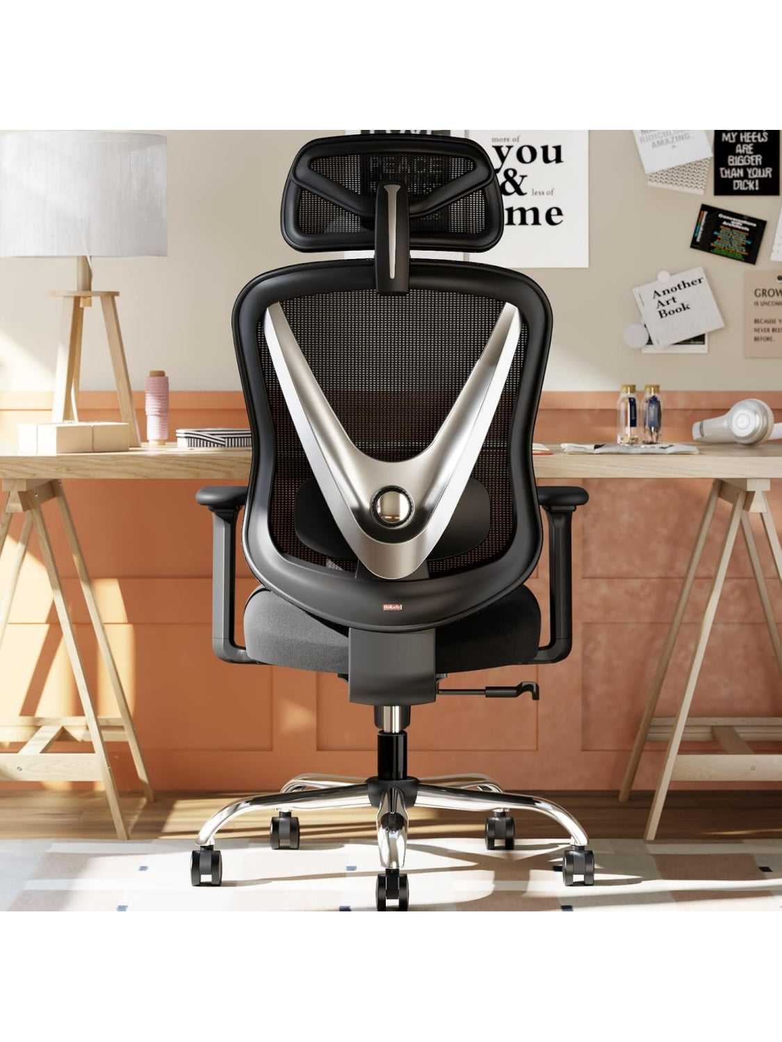 Silla de Escritorio Ergonomica con Soporte Lumbar y Reposabrazos Ajustables Diseno Moderno Negro