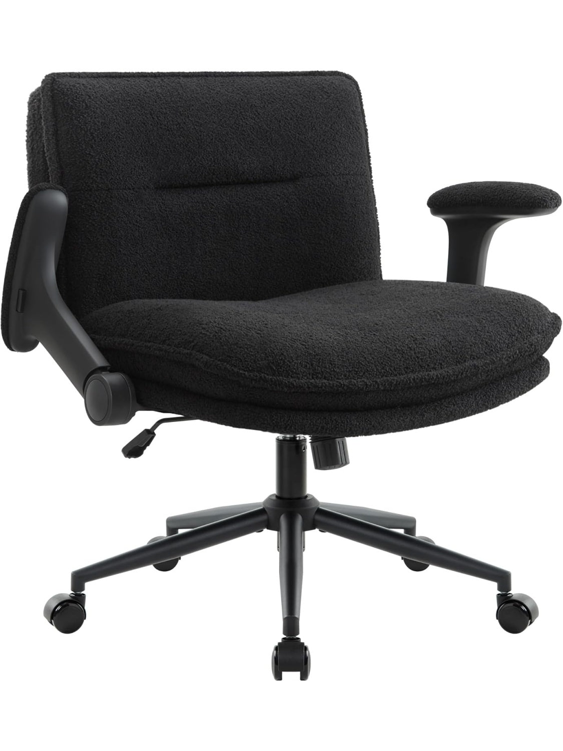 Silla de escritorio ergonomica con asiento extra ancho brazos abatibles y diseno de patas cruzadas