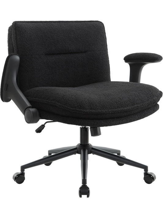 Silla de escritorio ergonomica con asiento extra ancho brazos abatibles y diseno de patas cruzadas