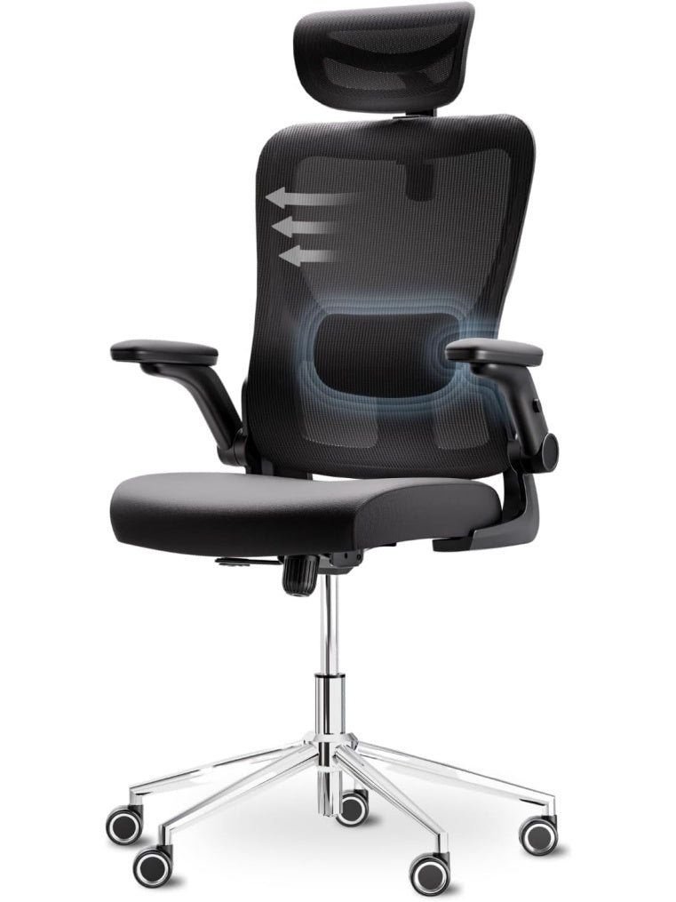 Silla ergonomica de escritorio con multiples ajustes de comodidad y soporte resistente